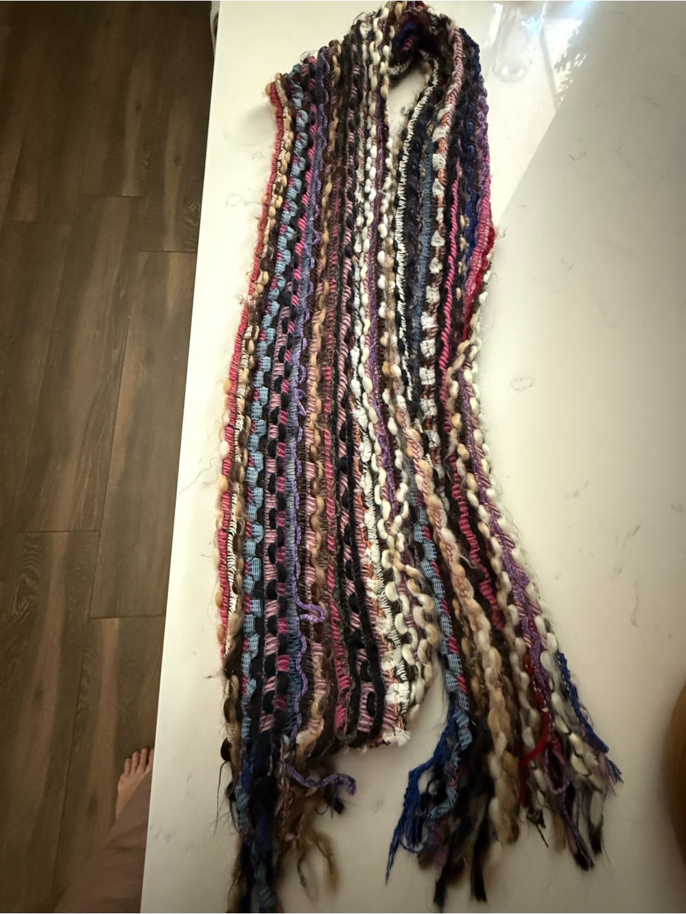 Handwoven Multicolor Boho Scarf - Lightweight Home Accent